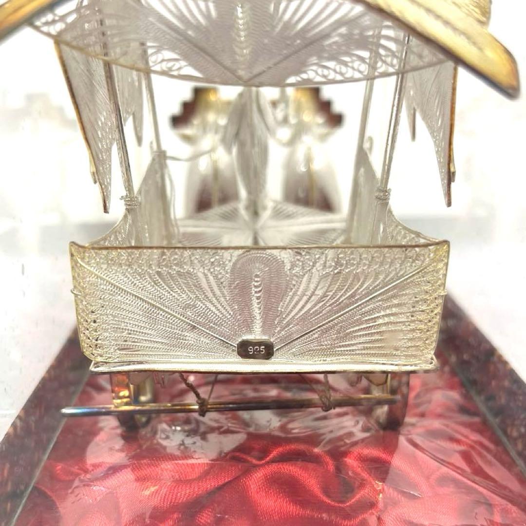 【希少】ヴィンテージ工芸品< 牛車と牛　銀線細工>シルバー925