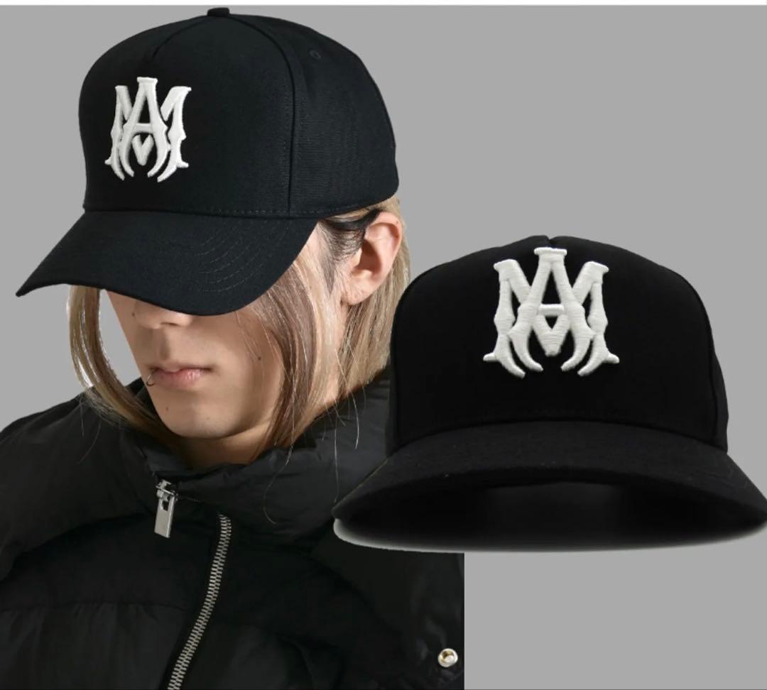 AMIRI 黒 キャップ 刺繍ロゴ