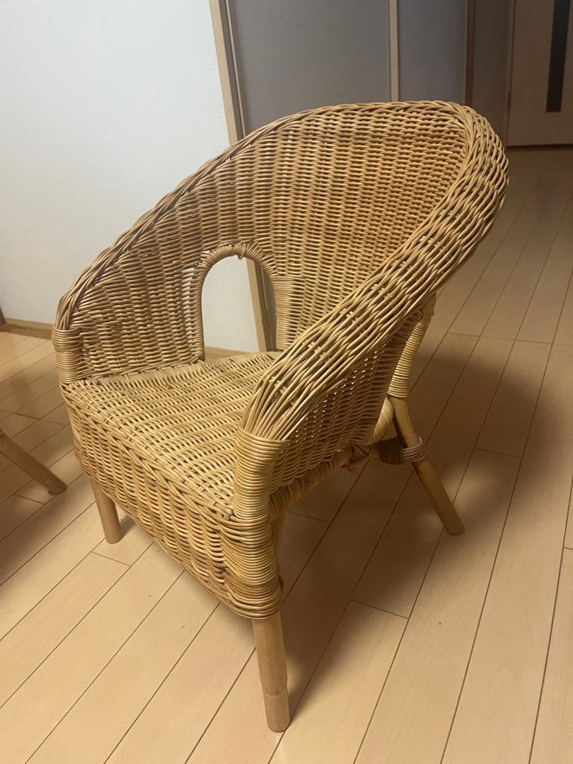 ２個セットでお得！！IKEA ラタン製アームチェア　AGEN アーゲン