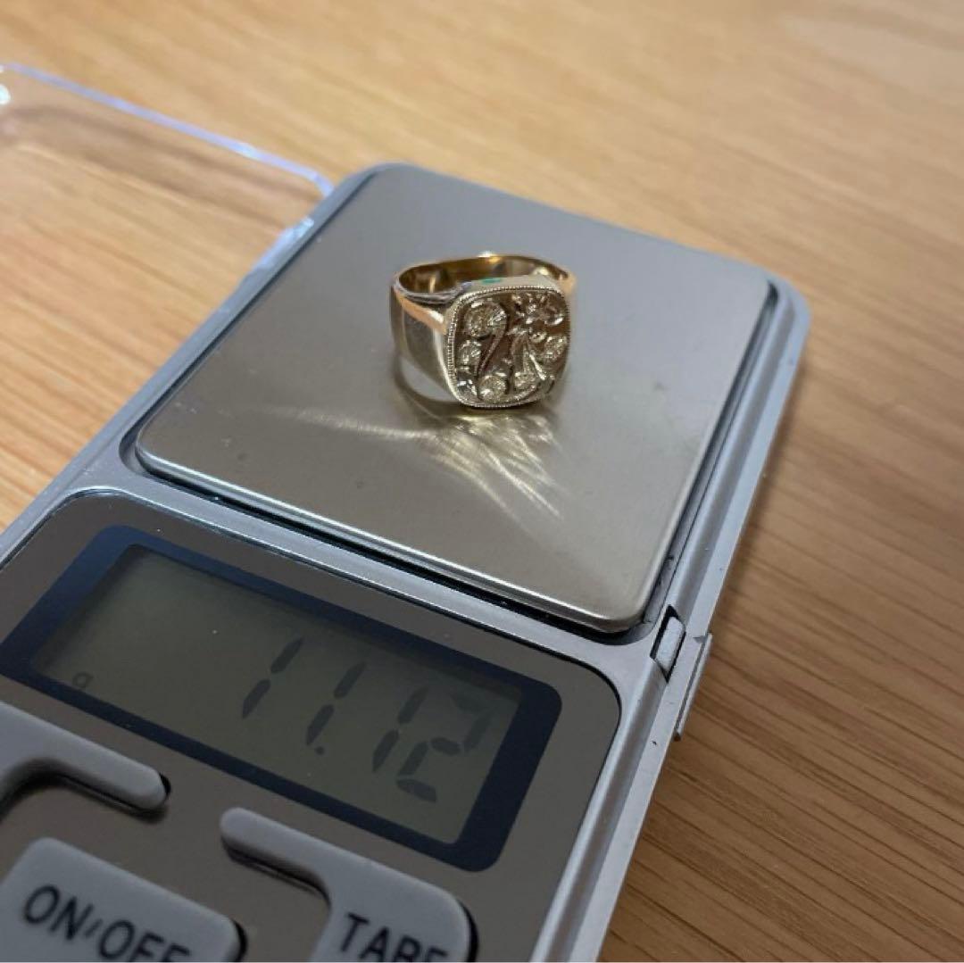 美品！ フルオーダー！手彫り K18 リング 印台 シグネット