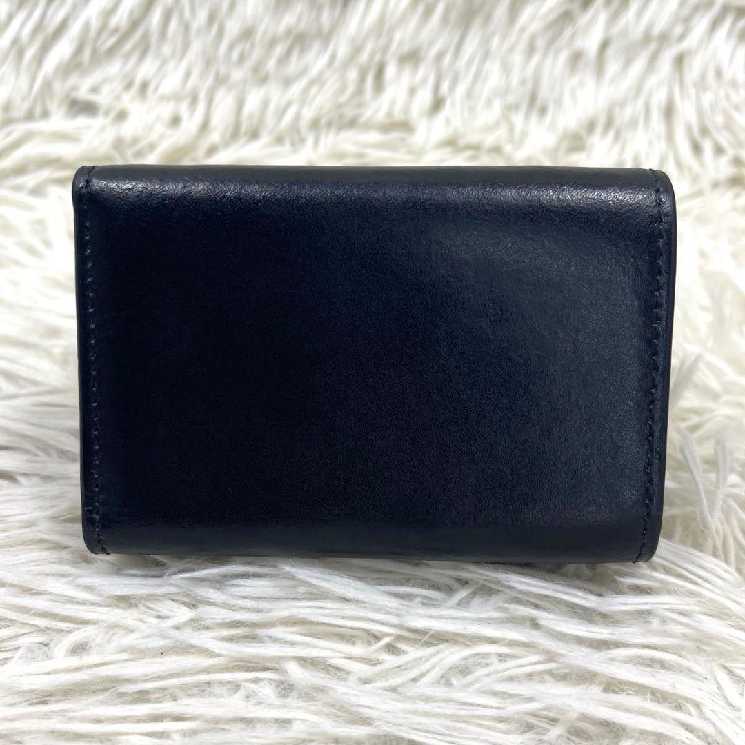 美品‼️ バレンシアガ　三つ折り財布　ロゴ金具　ゴールド金具　レザー　ブラック