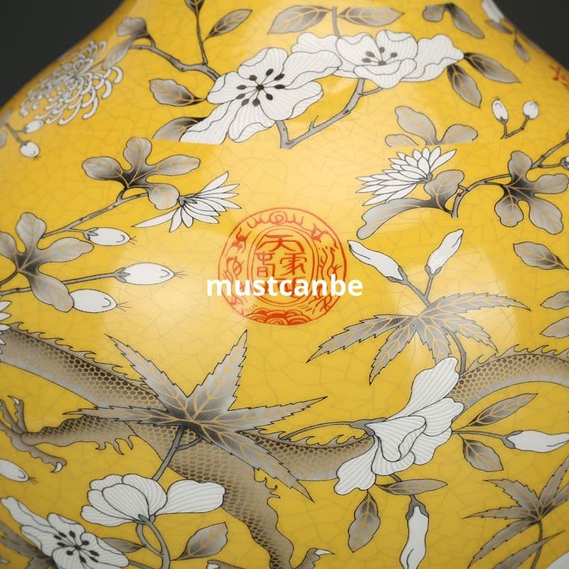 清光緒粉彩竜紋賞瓶 景徳鎮 陶磁器 装飾品 現代工芸品 美術品 置物