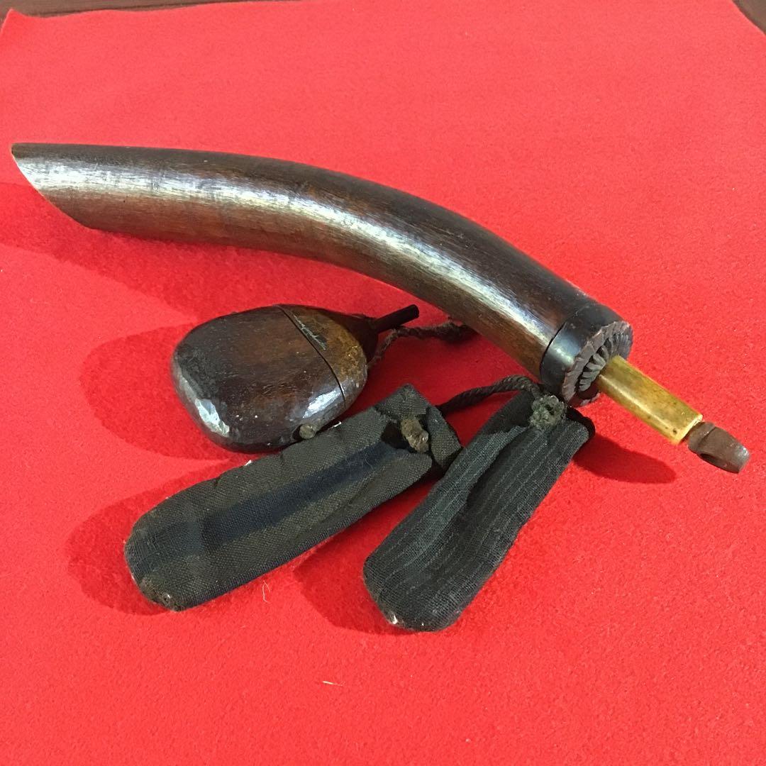 火縄銃　煙硝入　口薬入　玉袋2種　江戸期　マタギ民族資料