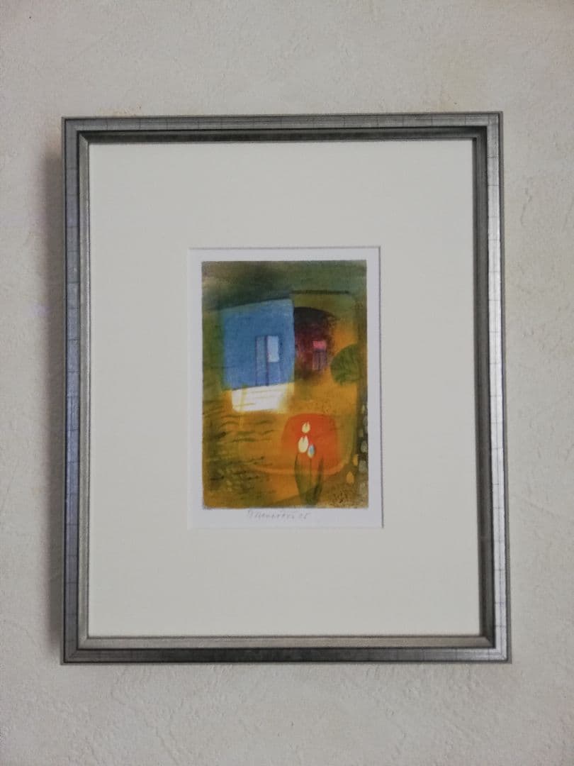 アート528　「窓」　チェコのリトグラフ(石版画)　インテリアアート