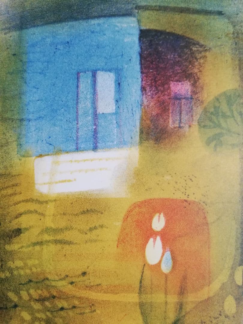 アート528　「窓」　チェコのリトグラフ(石版画)　インテリアアート