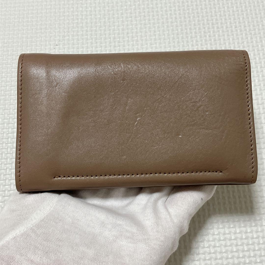 極美品　IL BISONTE イルビゾンテ　レザー二つ折り財布　グレージュ