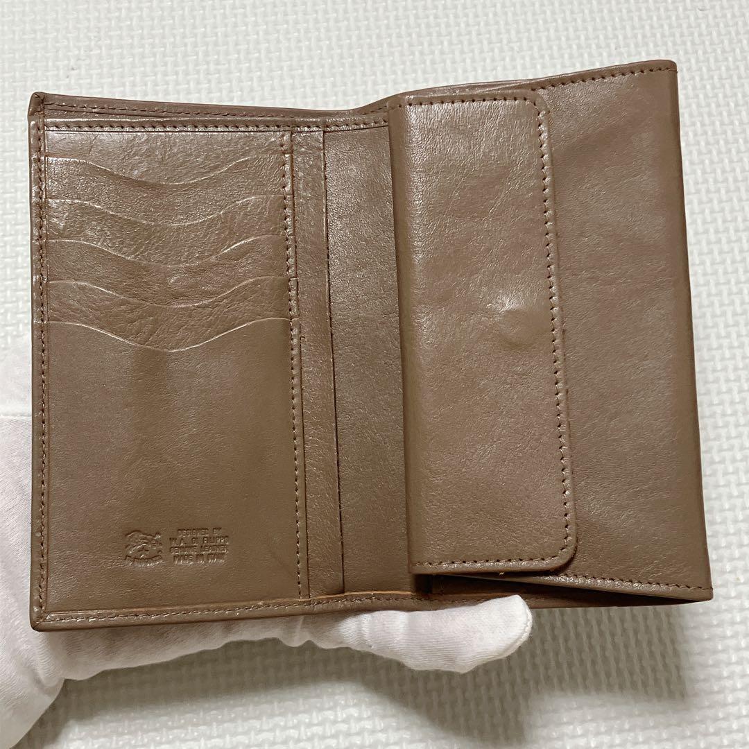 極美品　IL BISONTE イルビゾンテ　レザー二つ折り財布　グレージュ
