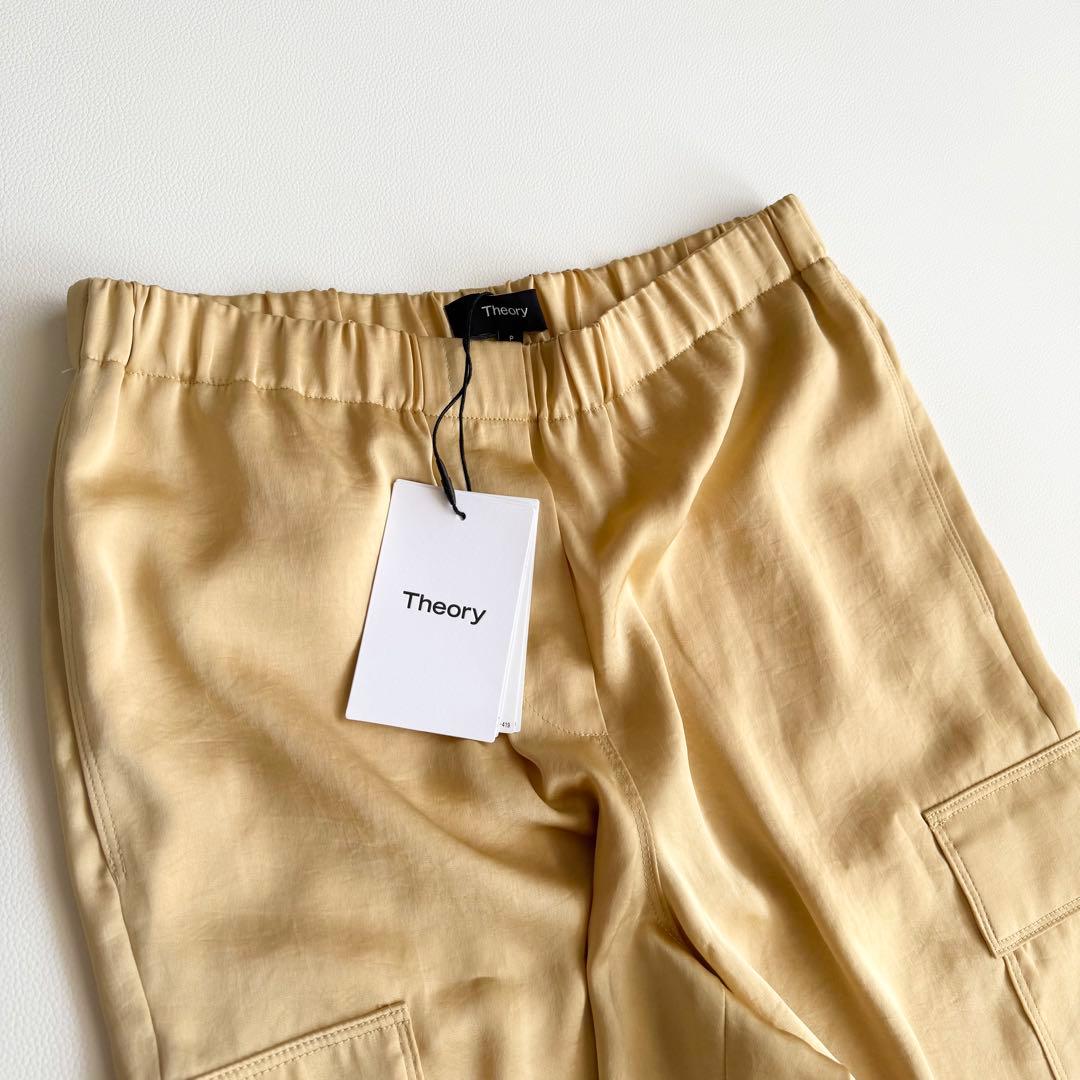 新品タグ付 【Theory セオリー】ジョガーパンツ 光沢 カーゴ 裾ゴム M