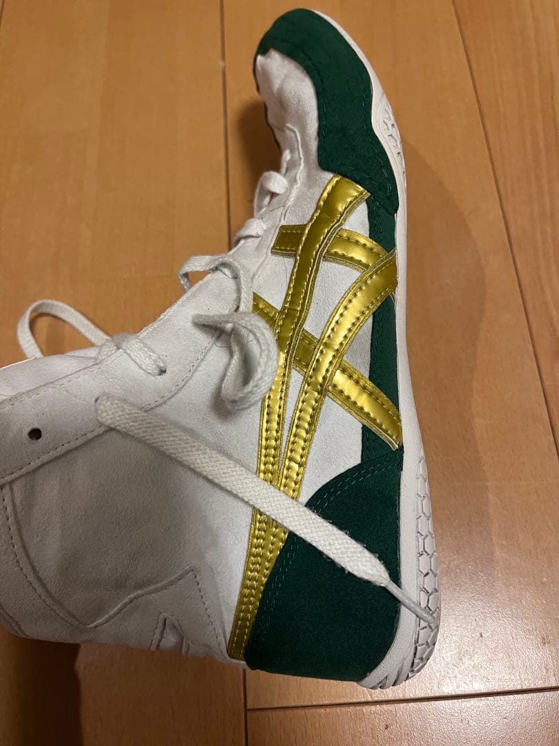 ASICS ボクシングシューズ ハイカット ホワイト/グリーン/ゴールド