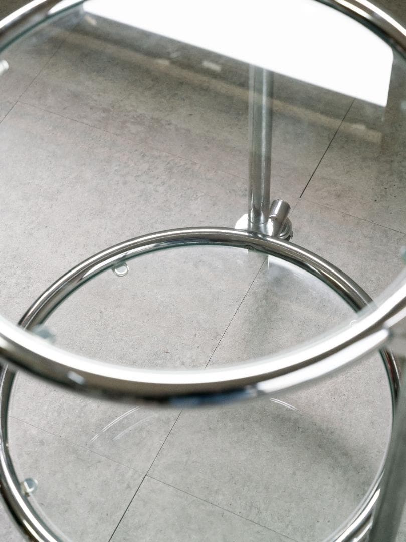 ヴィンテージ　3段 ガラスラウンドテーブル　ワゴン　ミッドセンチュリー　モダン