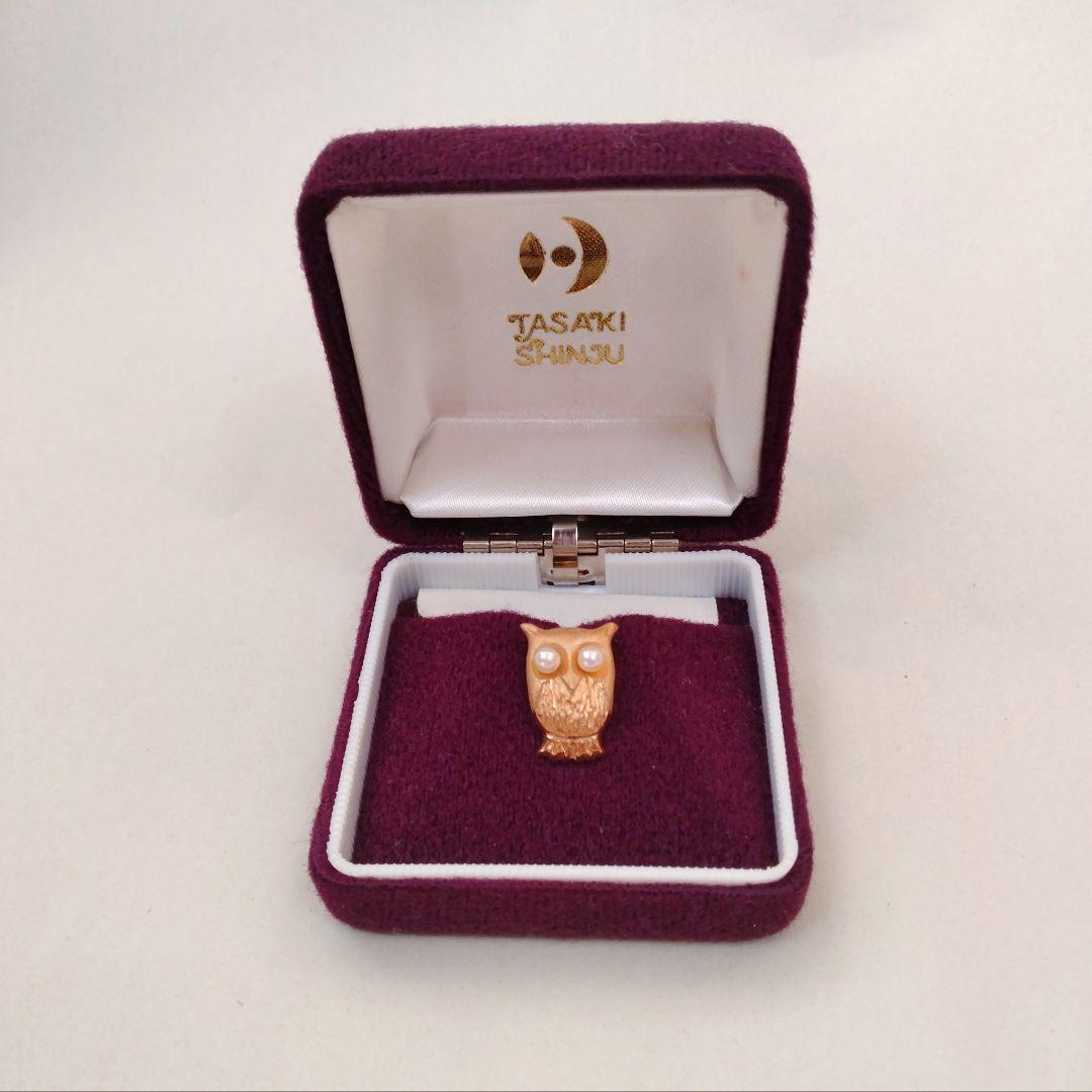 TASAKI フクロウ ピンブローチ K14YG