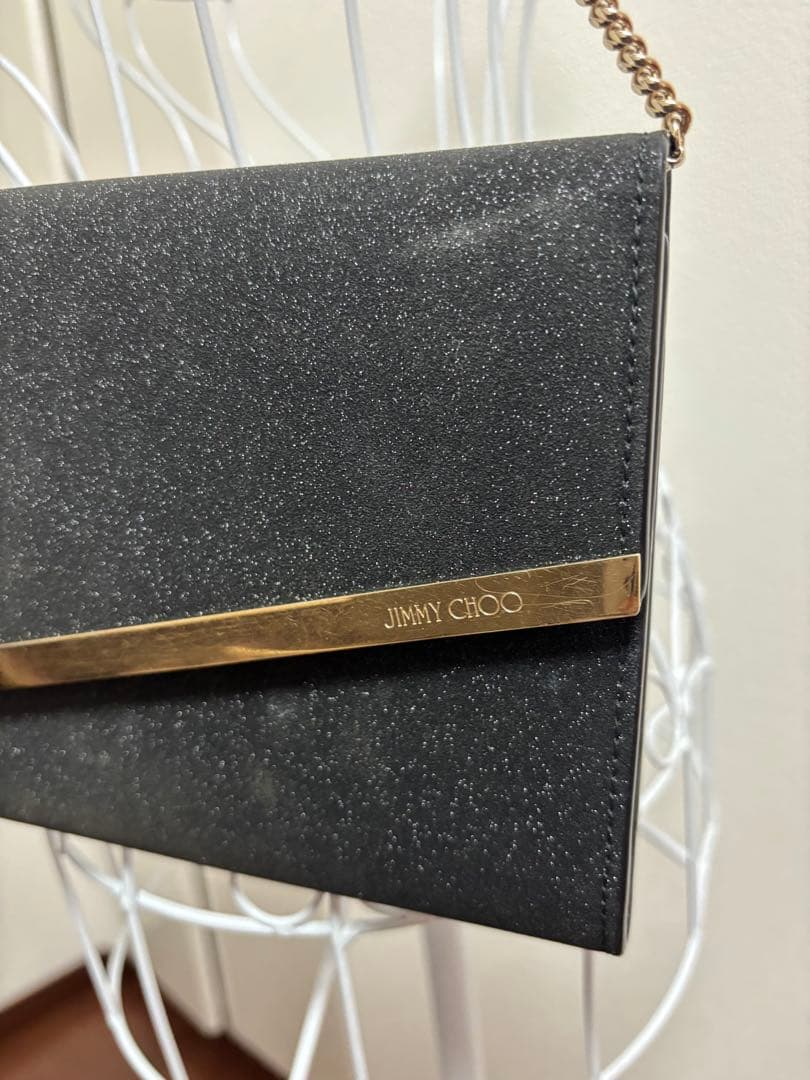 JIMMY CHOO クラッチバッグ 黒　ジミーチュウ　ラメ パーティー