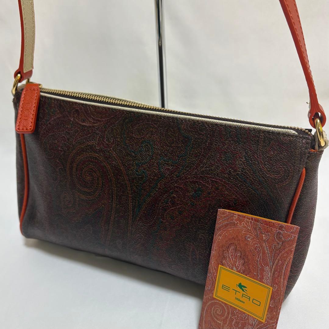 美品 エトロ ショルダーバッグ アクセサリーポーチ　ペイズリー柄 PVC レザー