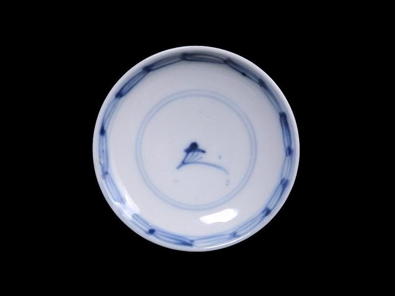 古伊万里　染付　花びら文様の図　小振蓋茶碗　２客　E877AS-fbss