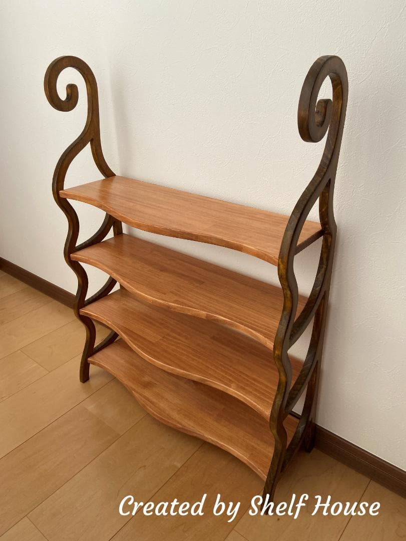アンティーク調の曲線木製棚 K