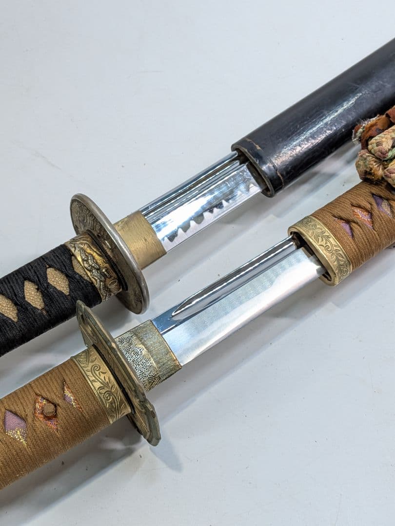 P023 ​模造刀 2本セット 鉄製 太刀 打刀 日本刀 美術刀 ディスプレイ用