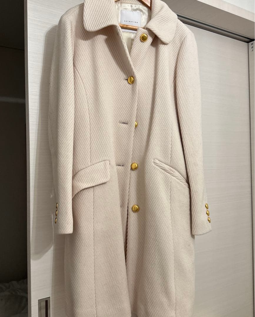 【ESTNATION】　ステンカラーコート　ベージュアイボリー　【美品】