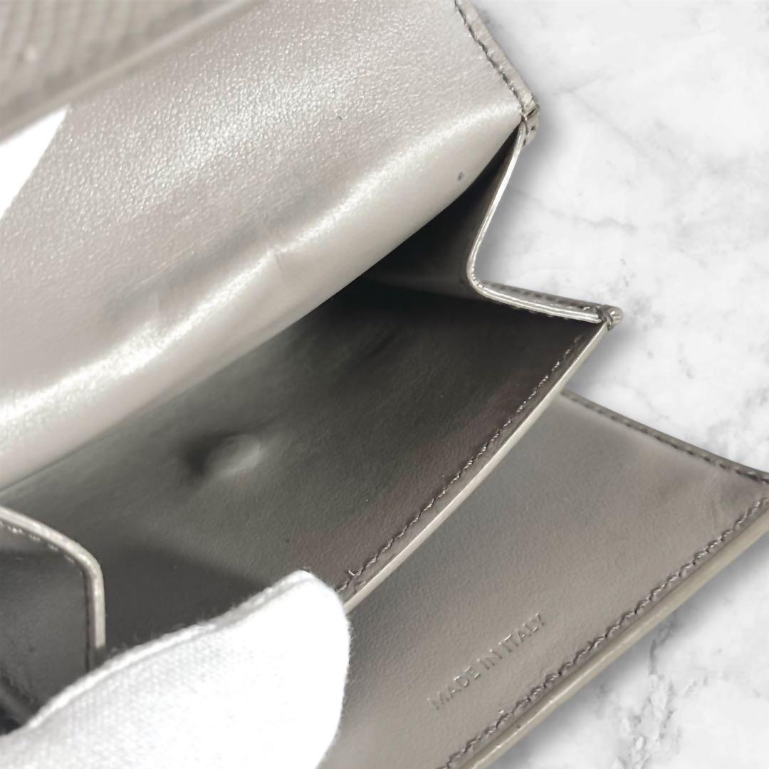 CELINEセリーヌ グレー レザー トリフォールドウォレット 三つ折り財布