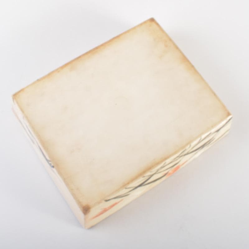 大東製陶　色絵草鳥文　四方鉢　共布　時代箱付　C　6677