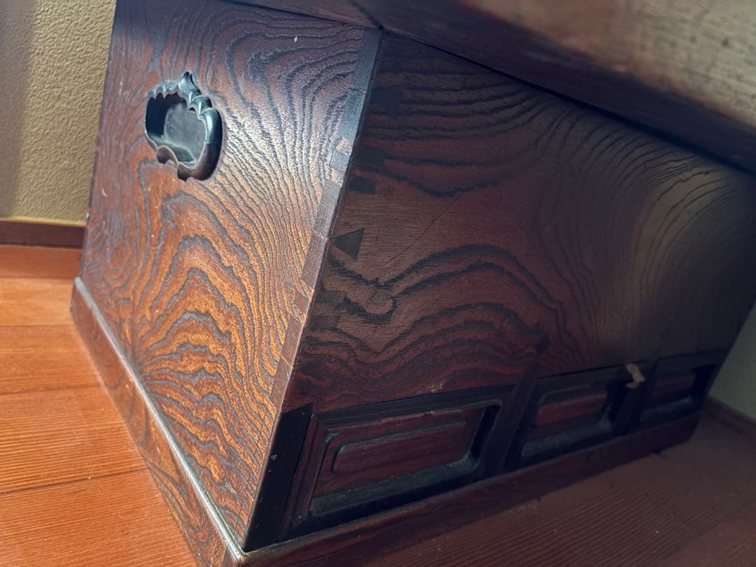 長火鉢テーブル木製囲炉裏 角形 金属蓋付き