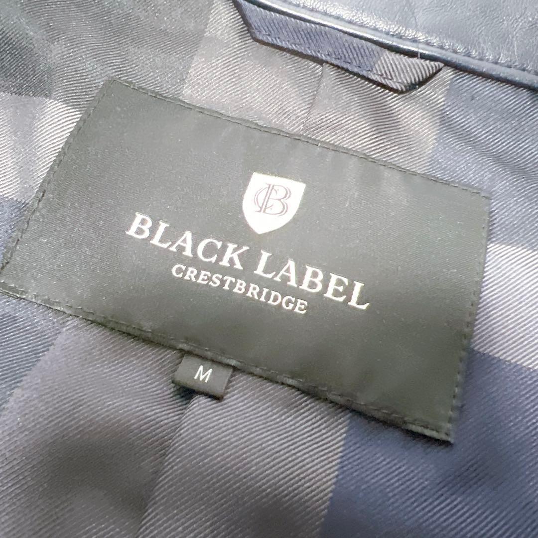 ブラックレーベルクレストブリッジ シングルライダース 羊革 チェック ネイビー