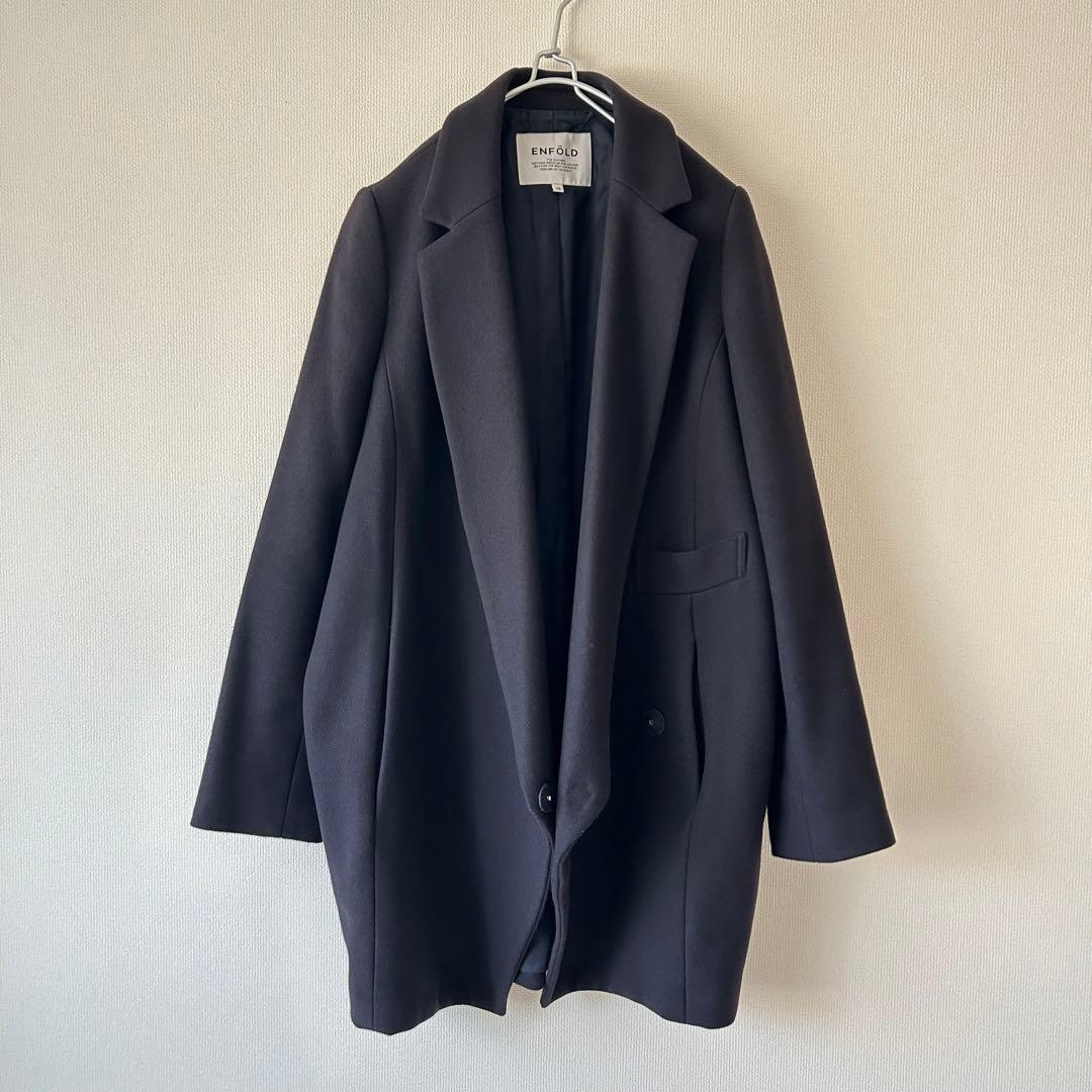 値下げ 美品 エンフォルド ENFOLD チェスターコート 38 ネイビー