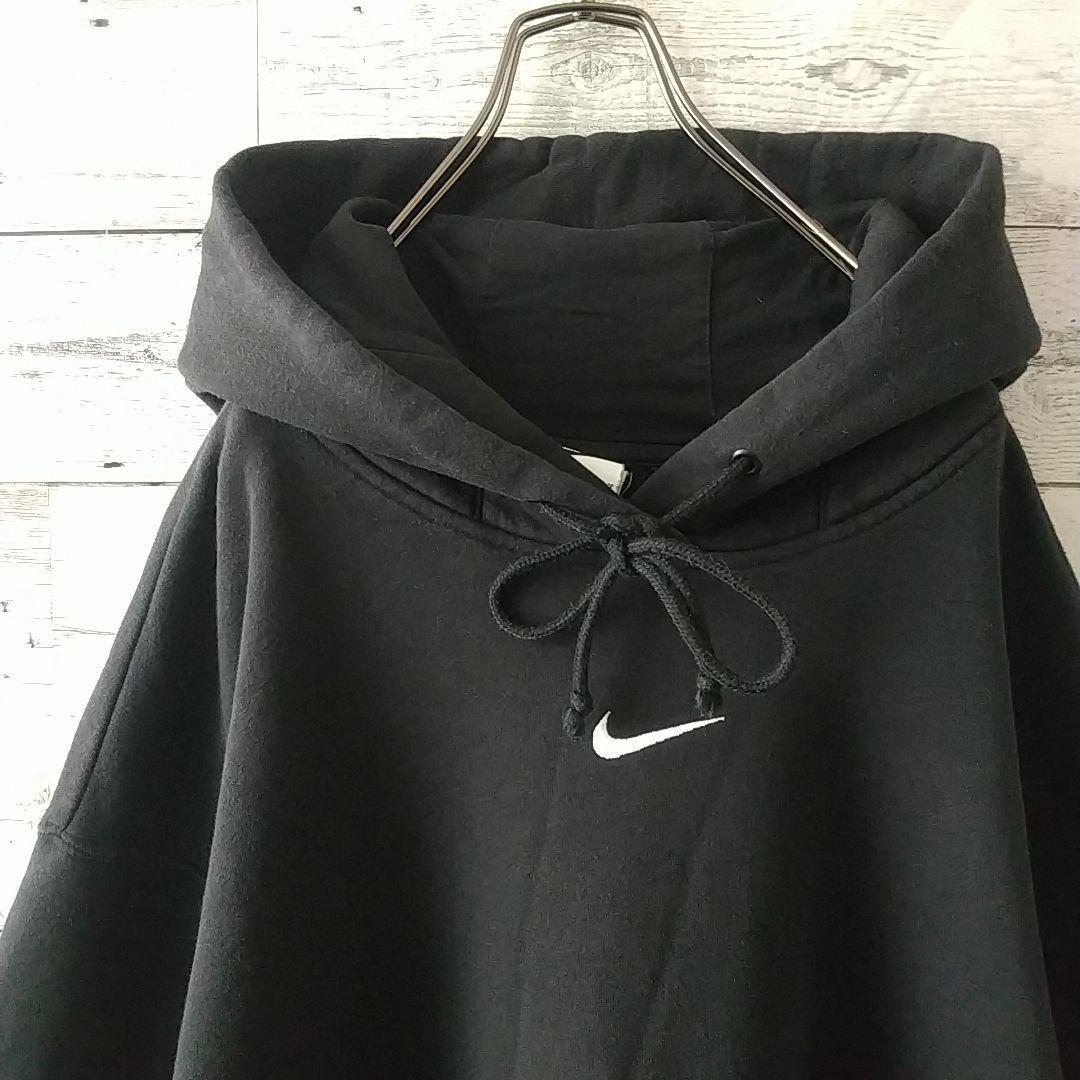 超人気☆ナイキ 刺繍センターロゴ パーカー トラヴィス着用 XL～3L ブラック