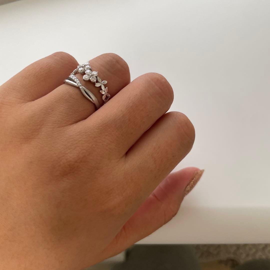 #13号♡K18WG♡0.52ct四葉モチーフリング