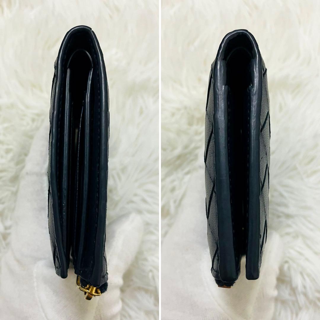 極美✨ボッテガヴェネタ 二つ折り財布 イントレ レザー ネイビー