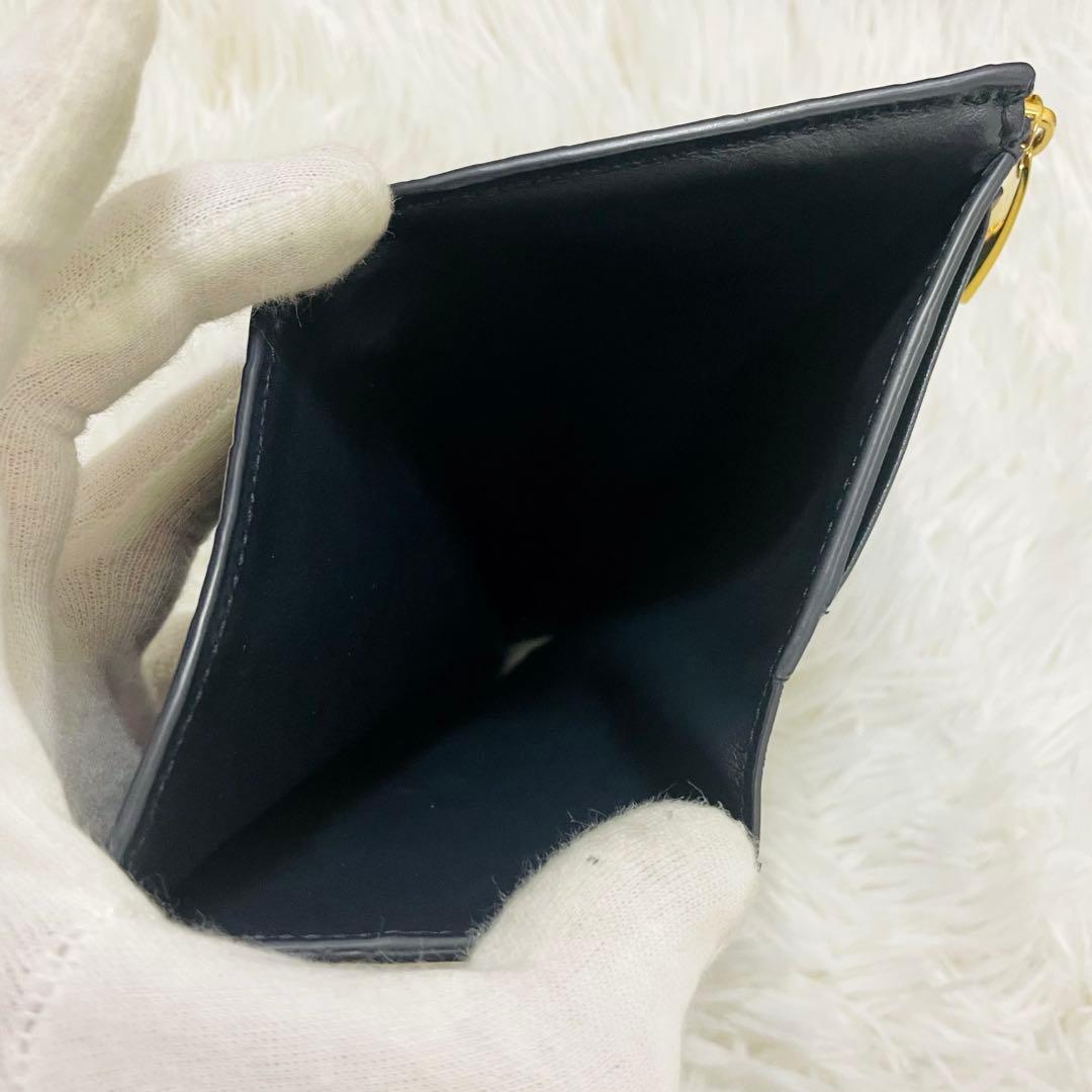 極美✨ボッテガヴェネタ 二つ折り財布 イントレ レザー ネイビー