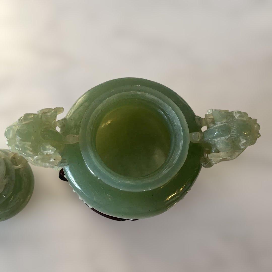 中国　古玩翡翠　玉石彫刻　香炉