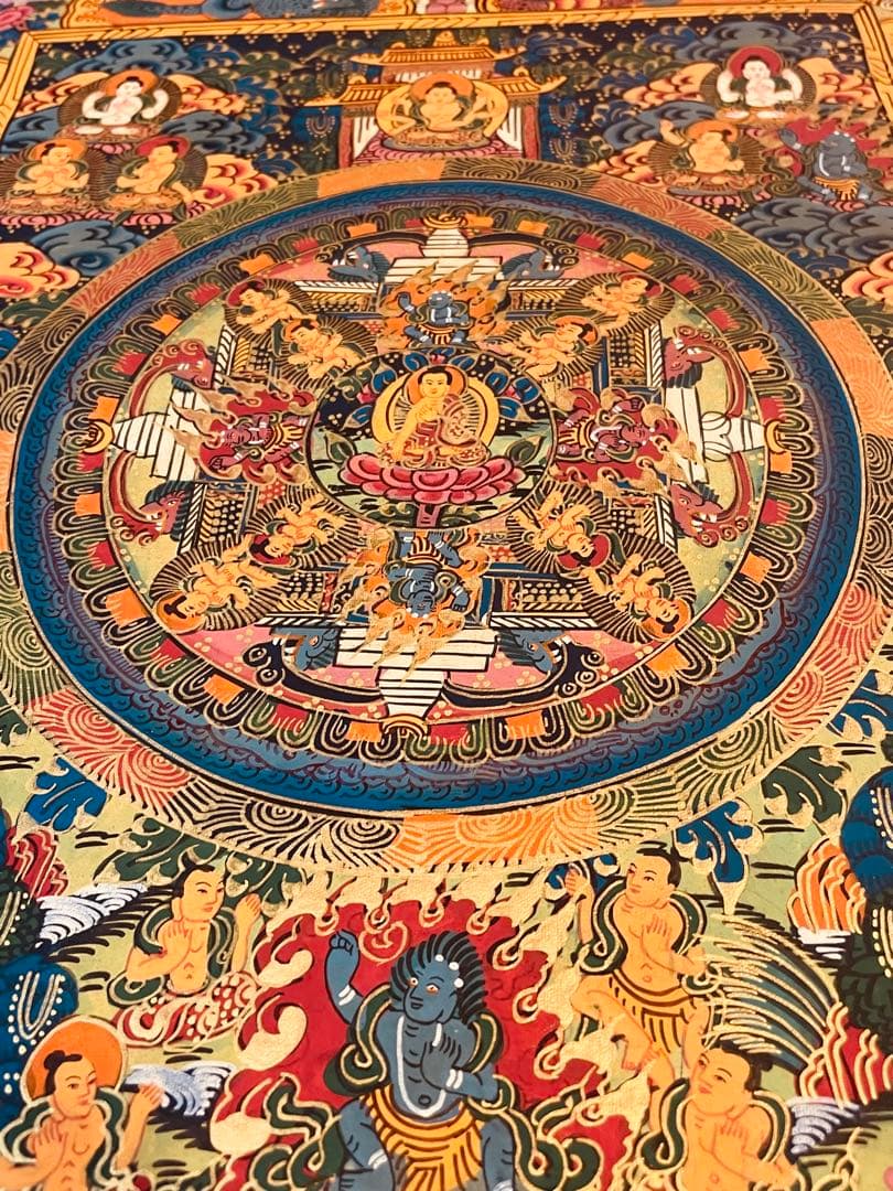 チベット密教 手描き曼荼羅（マンダラ）タンカ【新品・一点物】肉筆画 11