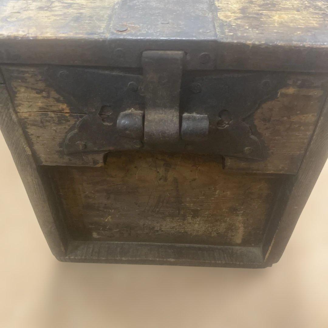 レトロ 木製 銭箱 錠前付 古民具 アンティーク