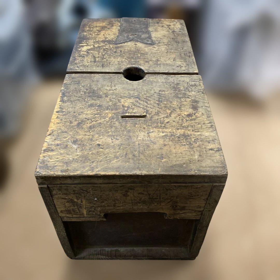 レトロ 木製 銭箱 錠前付 古民具 アンティーク