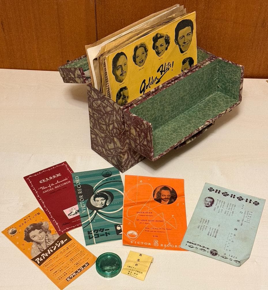 SP盤レコード専用ケース＋昭和初期のSP盤レコード+13枚＋レコード針セット