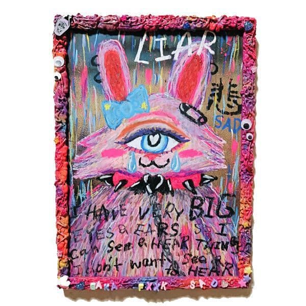 【一点物アート】嘆きのうさぎ【A3サイズ.イラスト 現代アート 絵 】