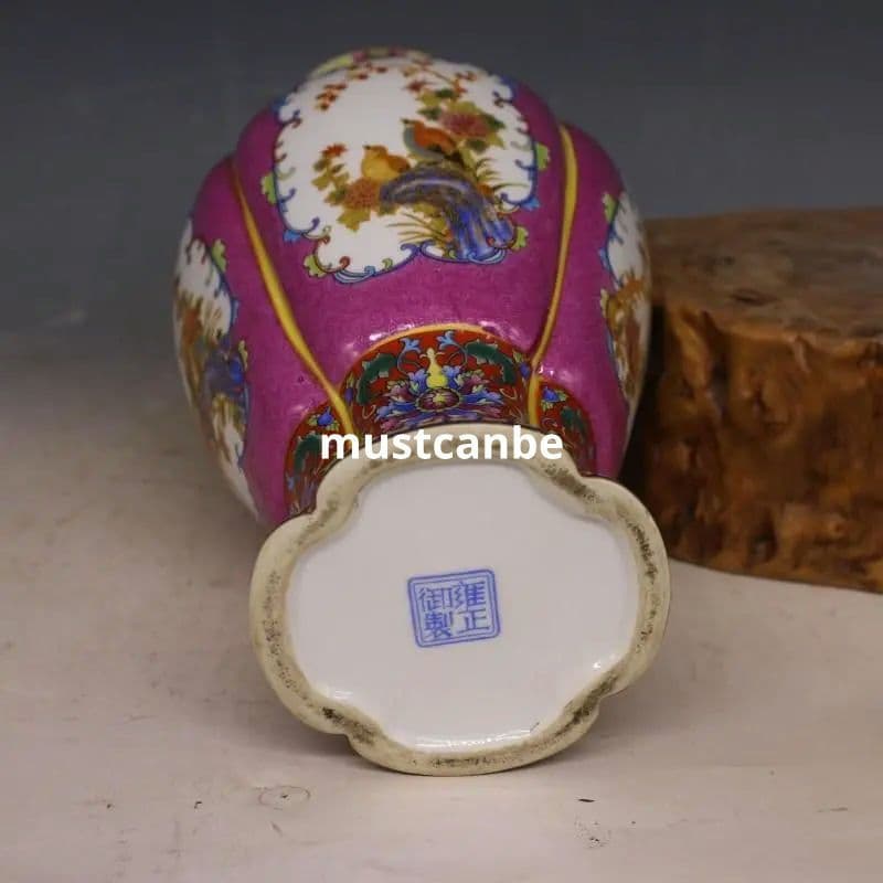 清雍正琺瑯彩花鳥如意花瓶 景徳鎮 陶磁器 装飾品 現代工芸品 美術品 置物