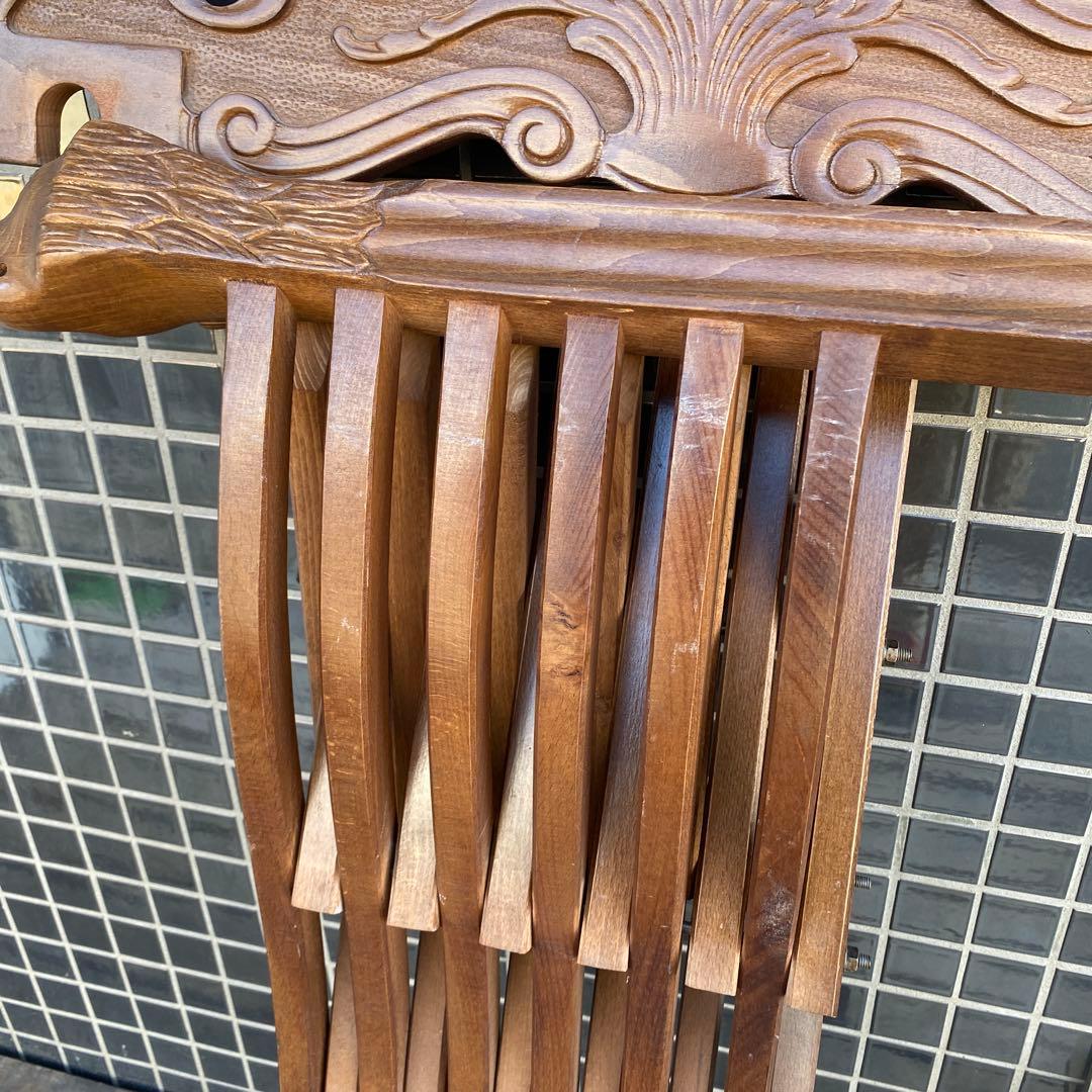 B.イタリア サボナローラチェア ヴィンテージ 折りたたみ 木彫り 家具