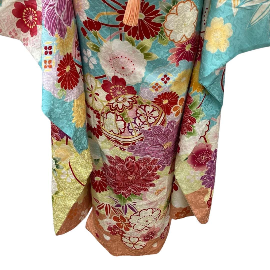 ≪早い者勝ち≫【美品】 振袖セット 成人式 正絹 古典柄 水色 3S*150 ●