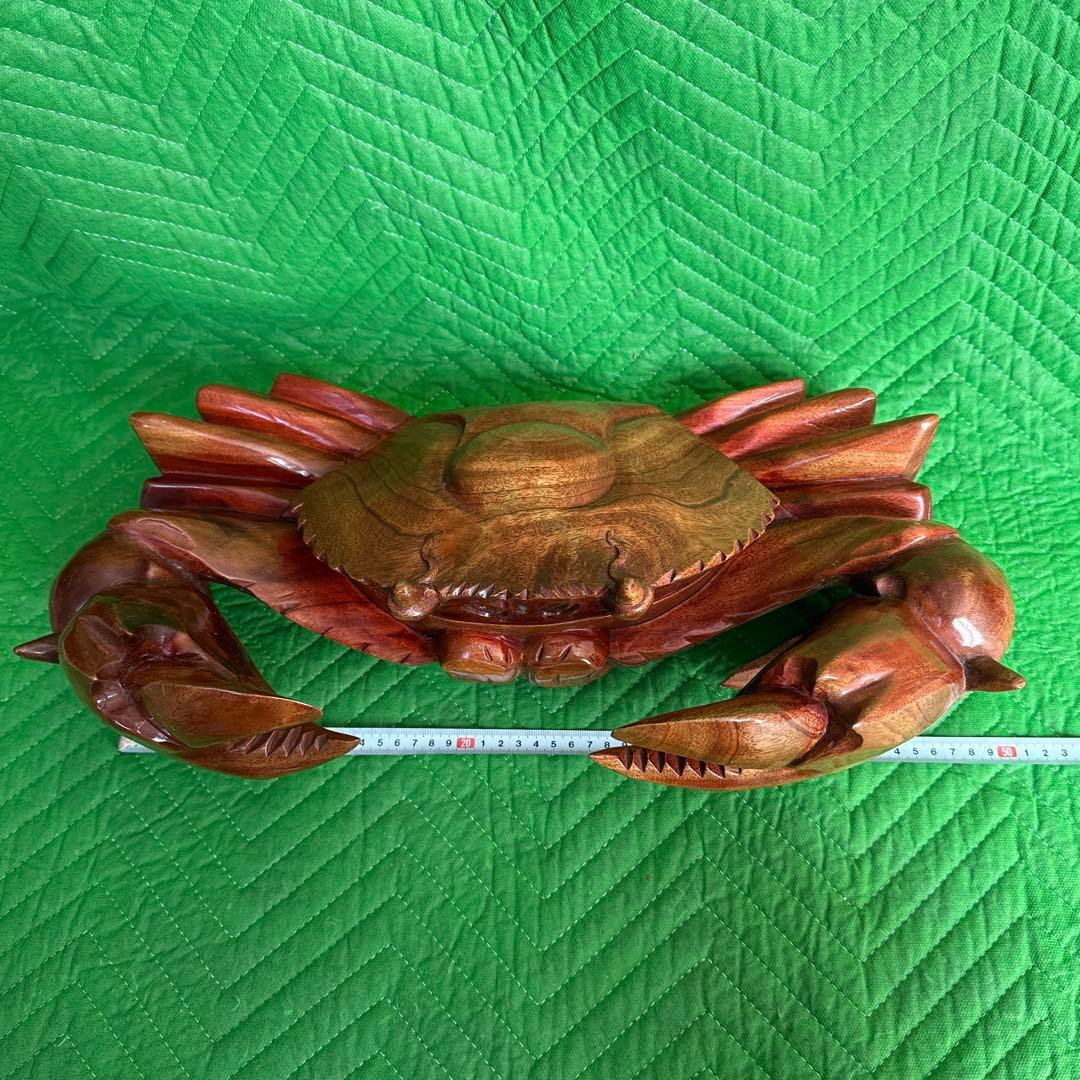 木彫り　蟹 カニ 隠し収納③