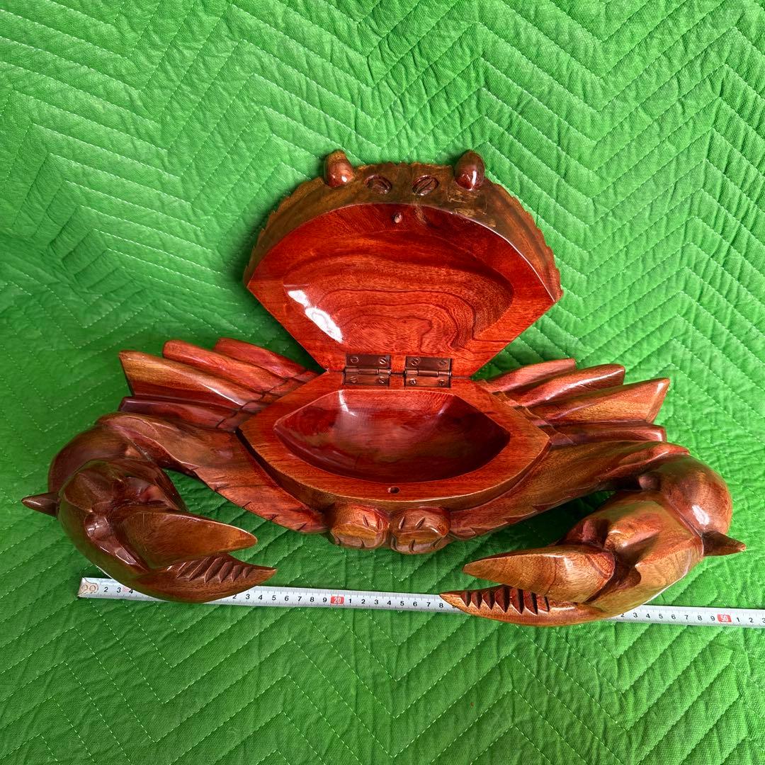 木彫り　蟹 カニ 隠し収納③