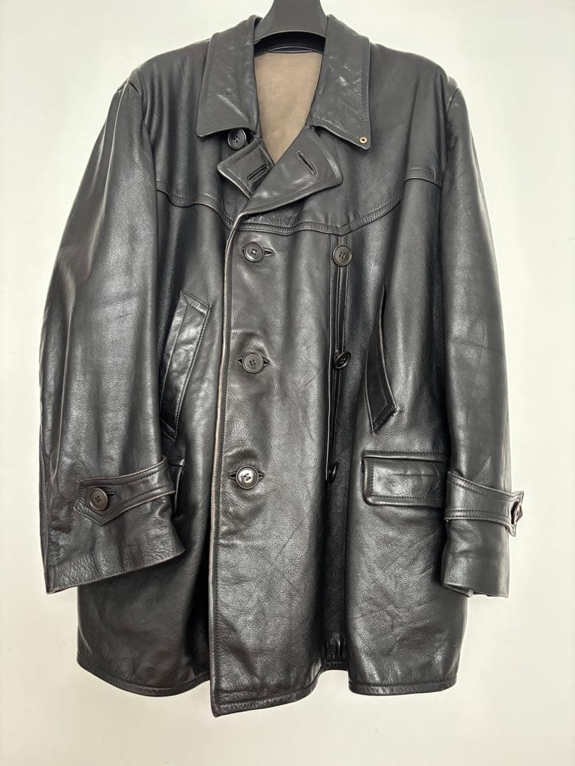 コルビジェジャケット　50〜60Sレザー ダブルブレスト　ユーロビンテージ　黒