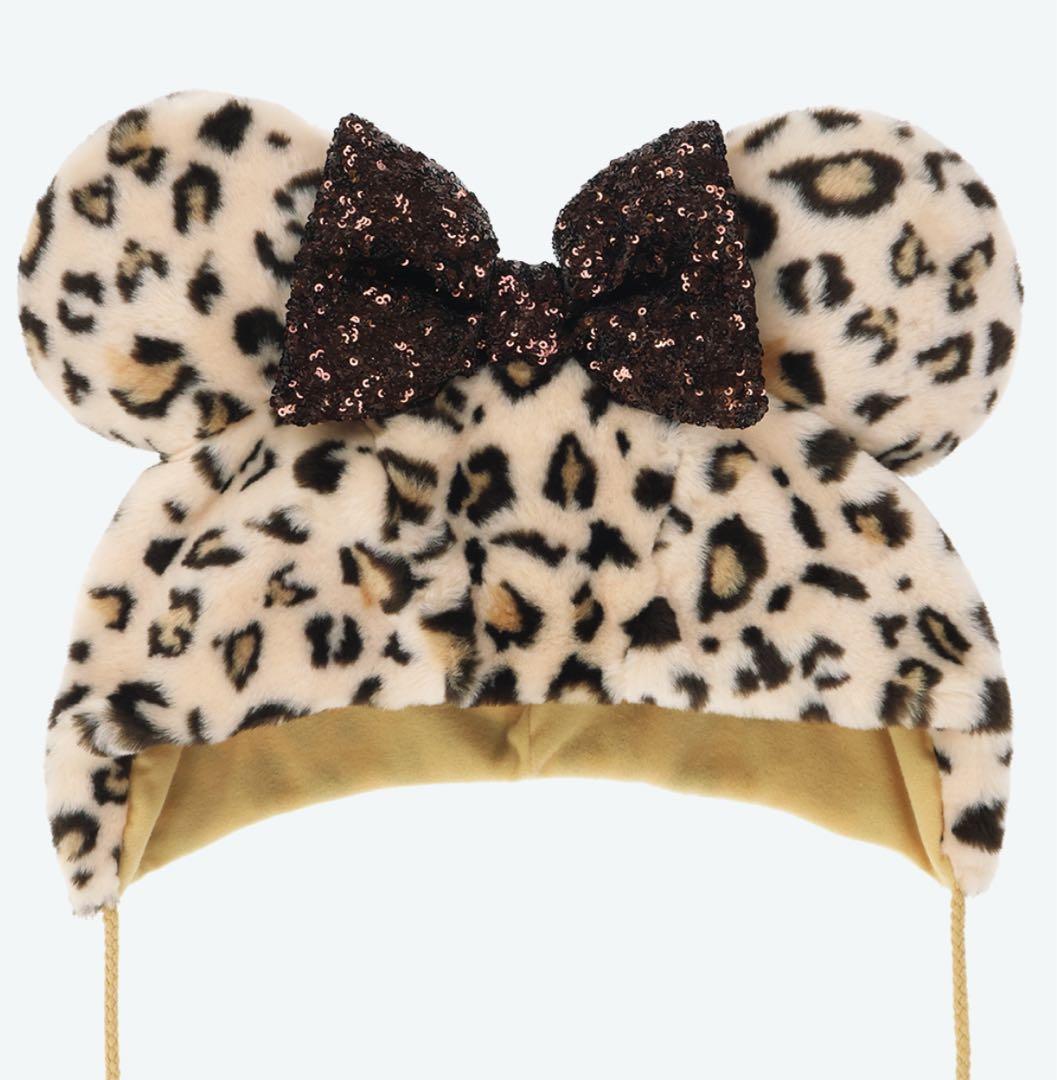 ヒョウ柄ミニーファンキャップ　ブラウン2点セット