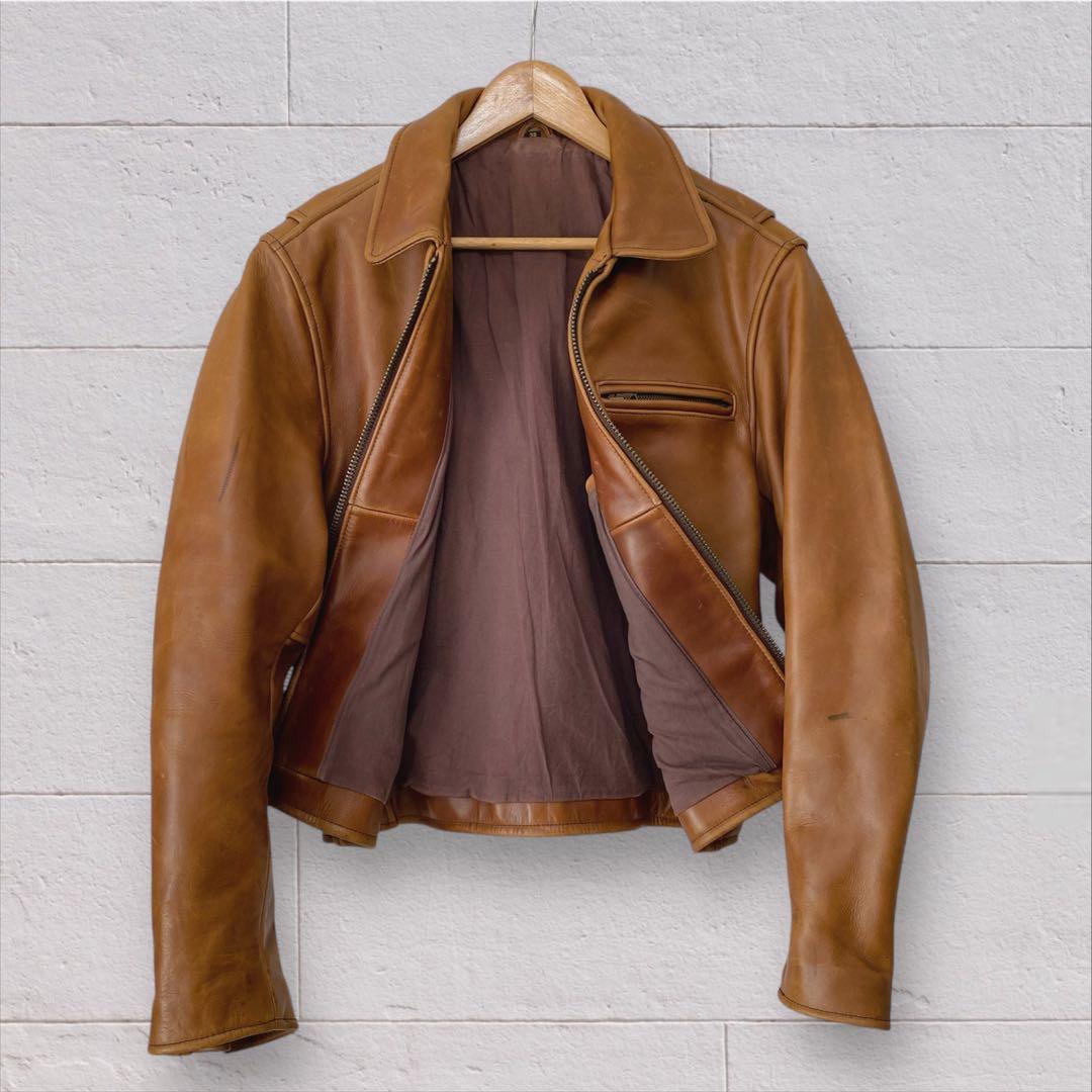 シングルライダース　レザー キャメル　TALON 牛革　ジャケット　ブラウン