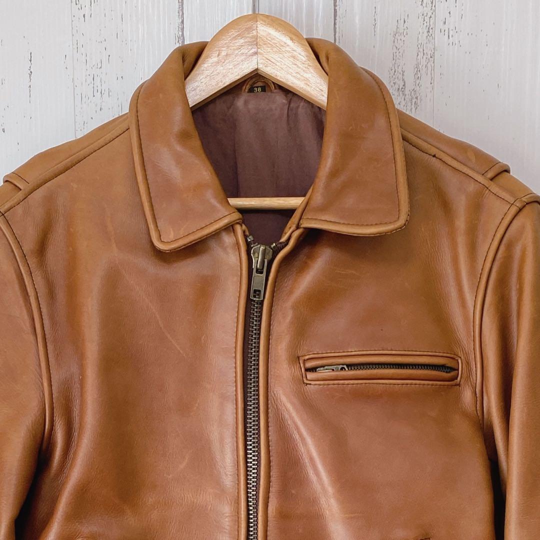 シングルライダース　レザー キャメル　TALON 牛革　ジャケット　ブラウン