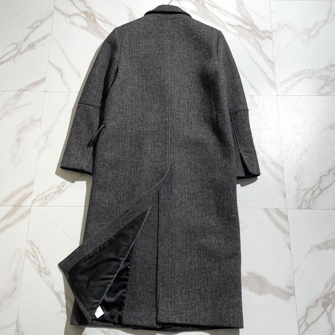 極美品 近年 ザラ チェスターコート マキシ丈 ヘリンボーン ダブルブレスト M
