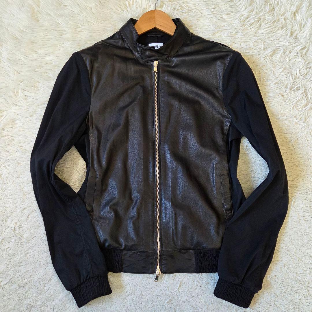 極美品 エンメティ シングル ライダースジャケット ラムレザー サイズ48 L