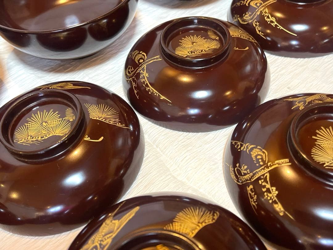 木製漆器　吸物椀　金蒔絵　骨董　時代物　アンティーク　10客① 149