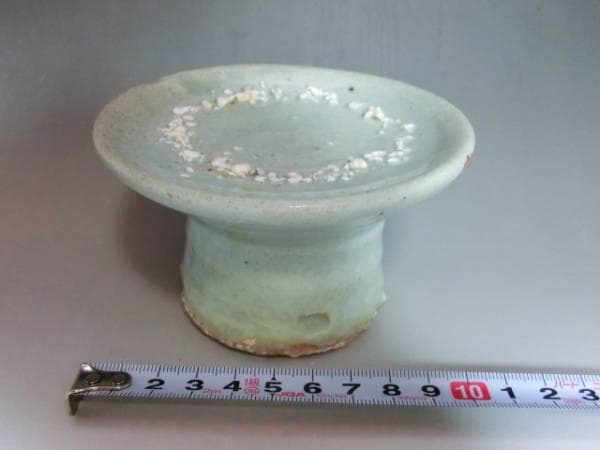 盃台■古い青磁 砂高台 酒器 古玩 唐物 中国 古美術 時代物 骨董品 希少■