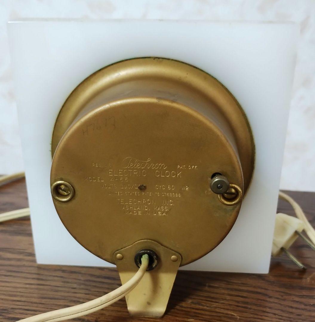 ヴィンテージ テレクロン電気時計 ホワイトオニキス大理石 アール・デコ様式